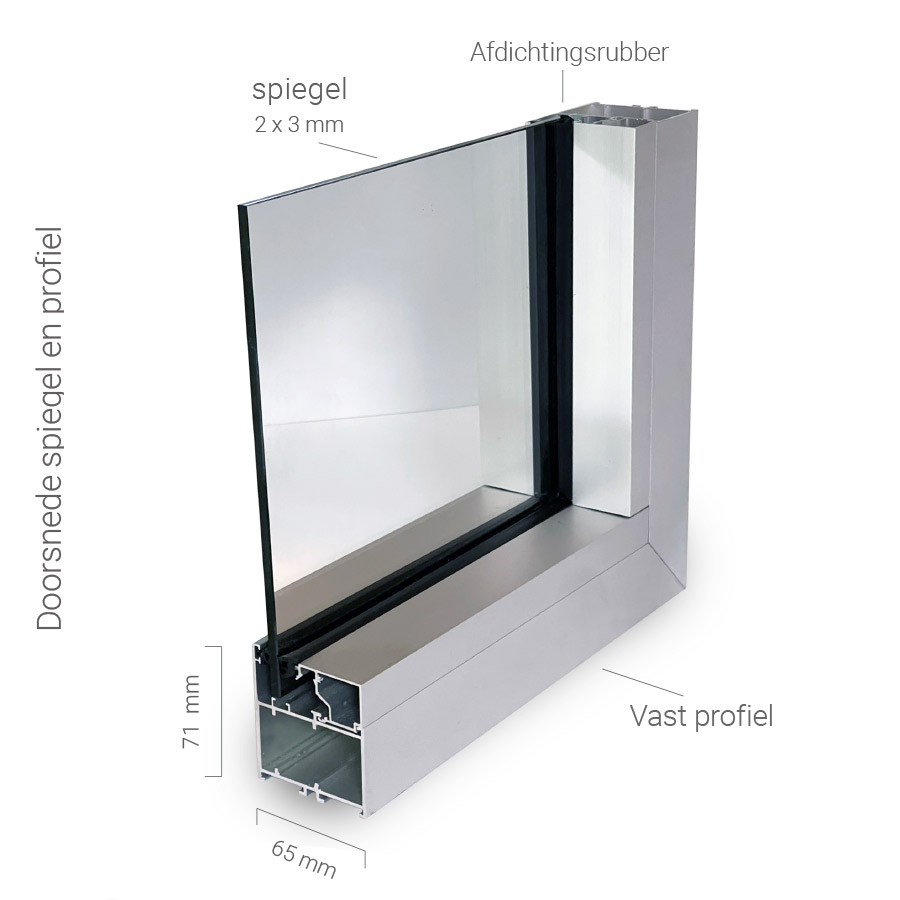 Manegespiegel voor buitenbak – Gelaagd glas 295 cm - Afbeelding 2